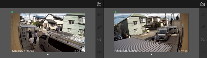 防犯カメラを2カ所に設置して撮影位置とインターネットの画像を確認して作業終了です。