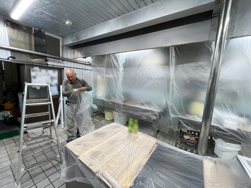 衛生に配慮してしっかりと養生します