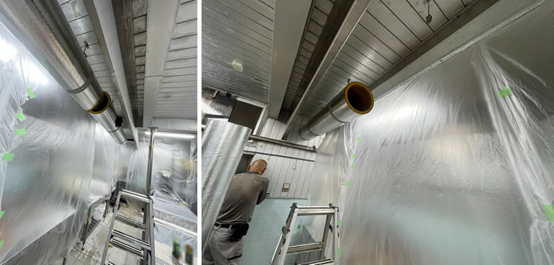 主要な送風ダクトを配管します