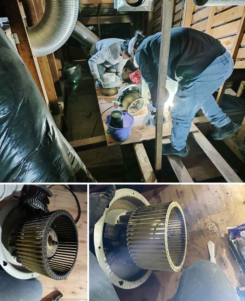 本体を取り外し、シロッコファンを掃除します