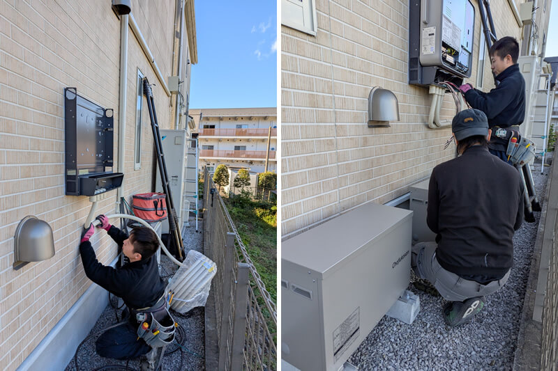 蓄電池と近くに新しいパワコンを設置します