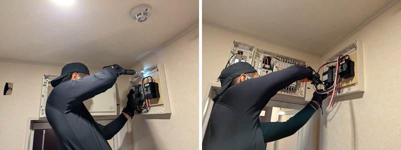 非常用のコンセントは撤去して、代わりに蓄電池のブレーカーを設置します