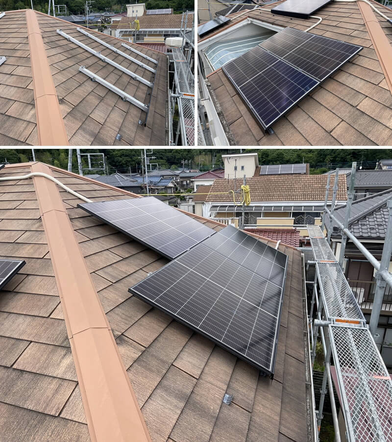 架台を設置して太陽光発電パネルを設置します