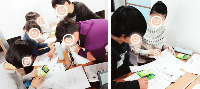 計算をする児童たち