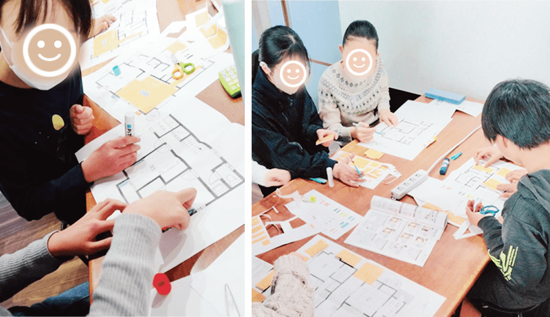 設備機器の設置体験をする児童たち